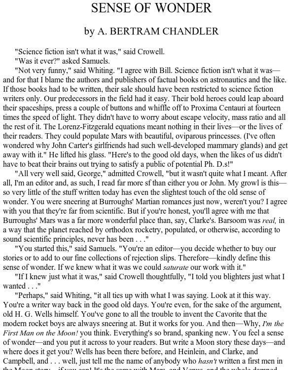 Sense of Wonder by A. Bertram Chandler