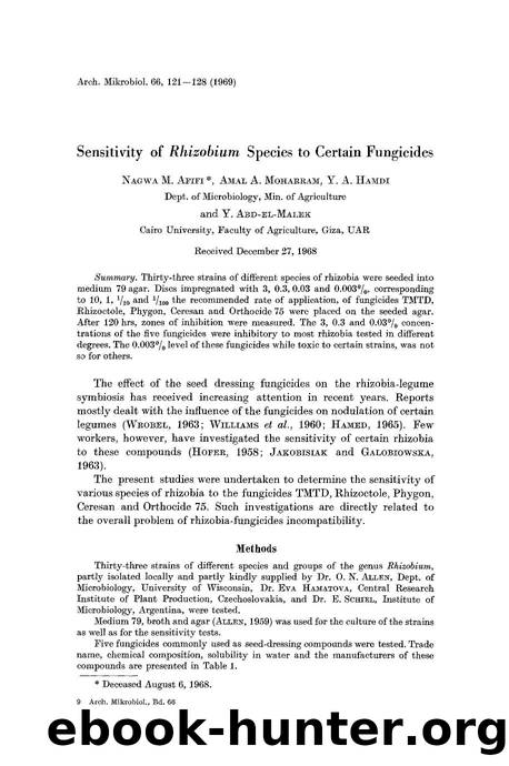 Sensitivity of <Emphasis Type="Italic">Rhizobium<Emphasis> species to certain fungicides by Unknown