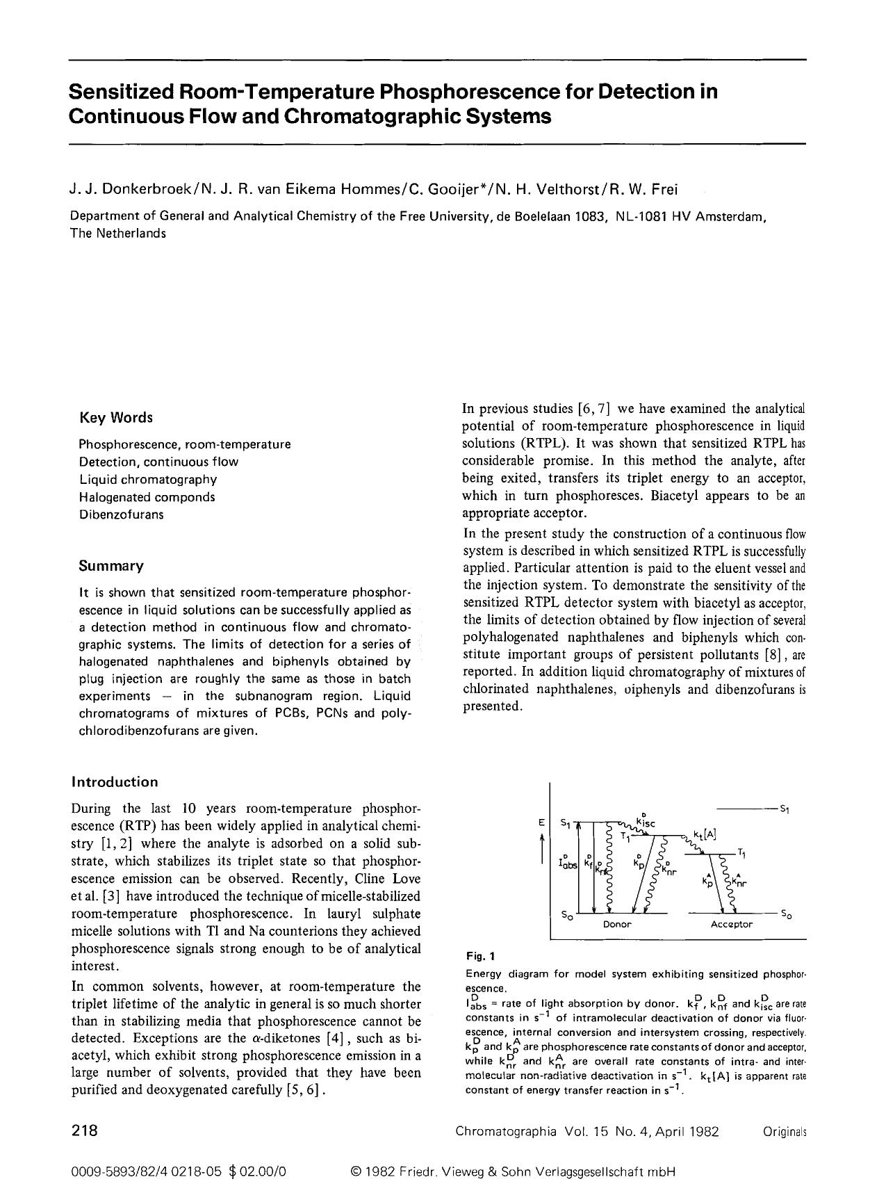 Sensitized room-temperature phosphorescence for detection in continuous flow and chromatographic systems by Unknown