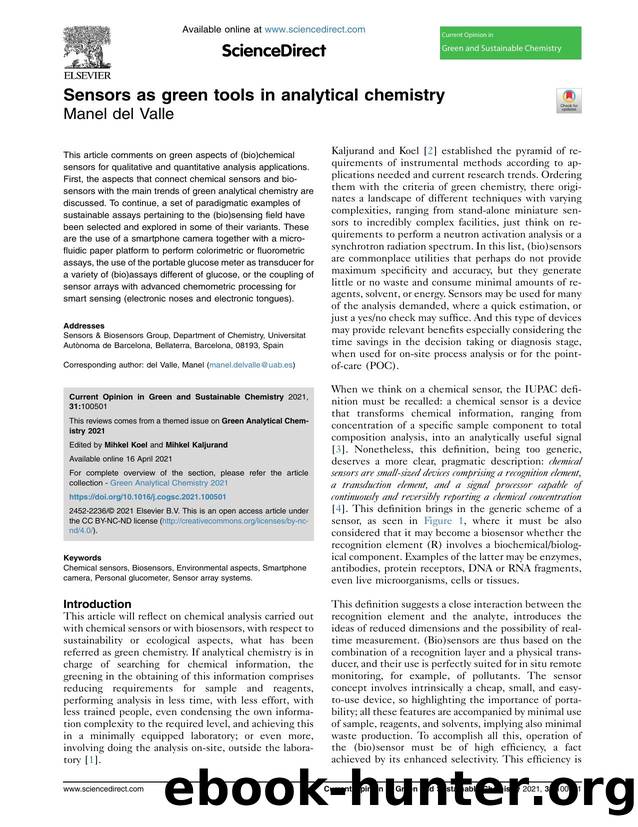 Sensors as green tools in analytical chemistry by Manel del Valle