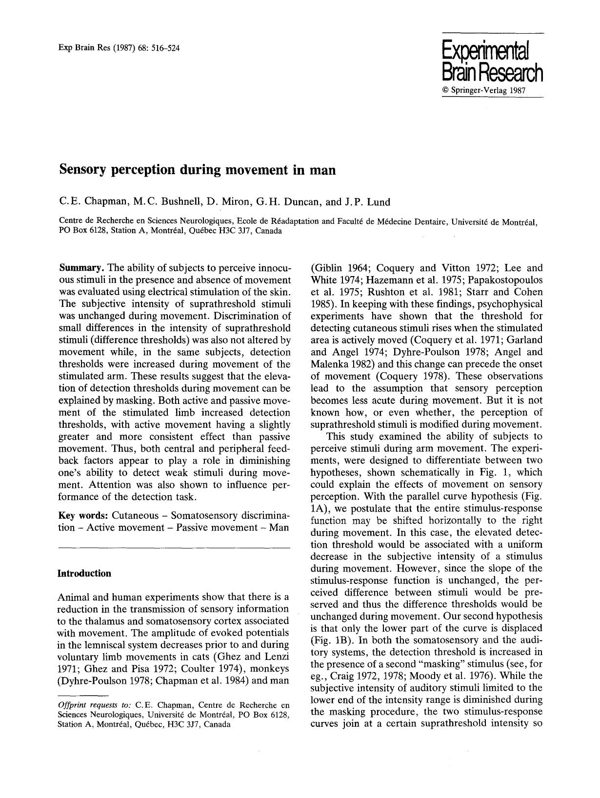 Sensory perception during movement in man by Unknown