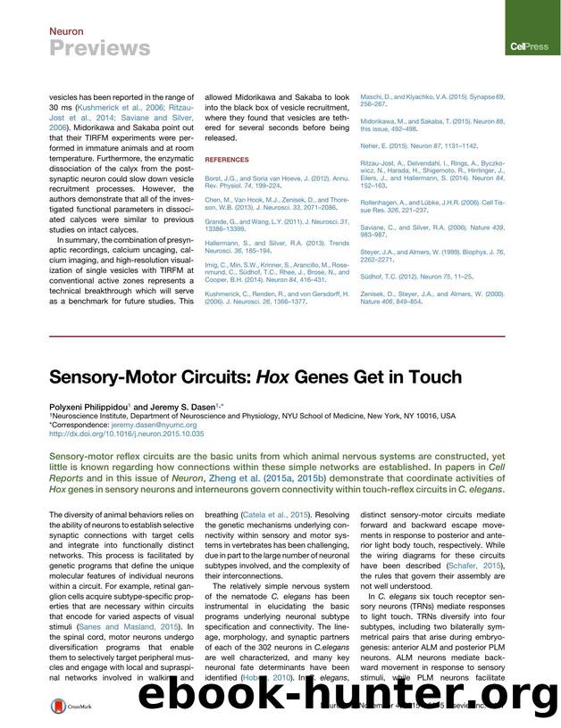 Sensory-Motor Circuits: Hox Genes Get in Touch by Polyxeni Philippidou & Jeremy S. Dasen