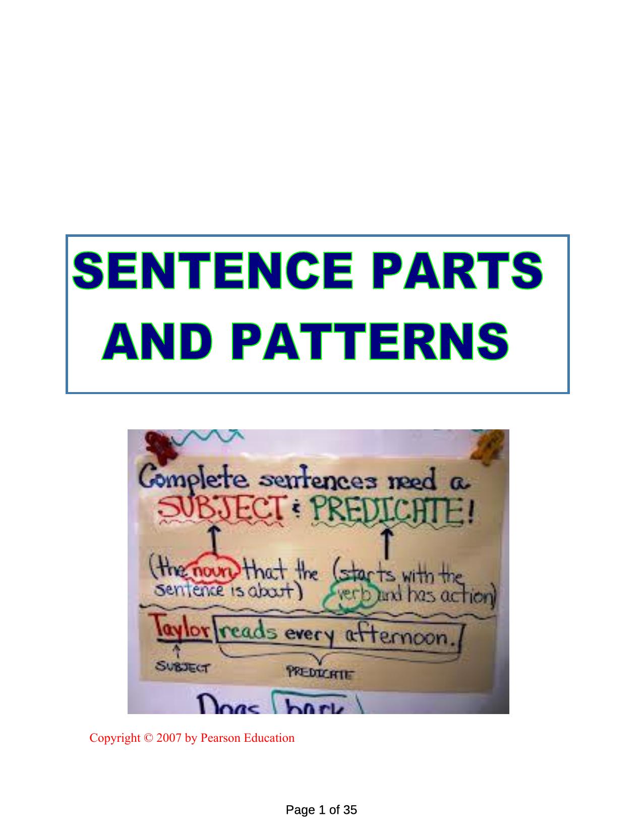 Sentence Parts and Patterns by Pearson