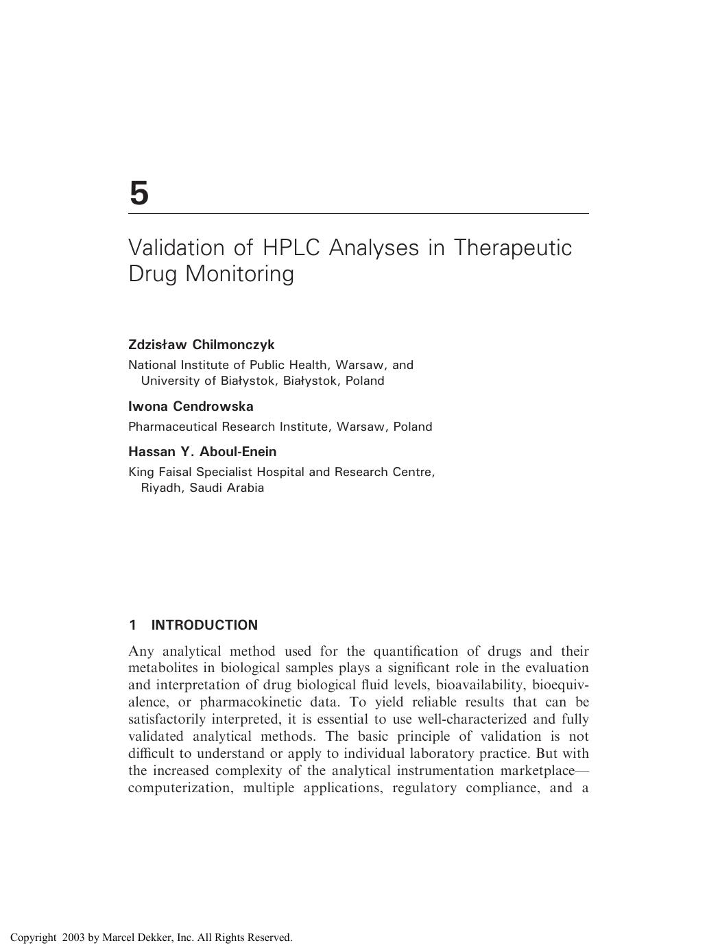 Separation Techniques in Clinical Chemistry by ZdzisJaw Chilmonczyk Iwona Cendrowska Hassan Y. Aboul-Enein