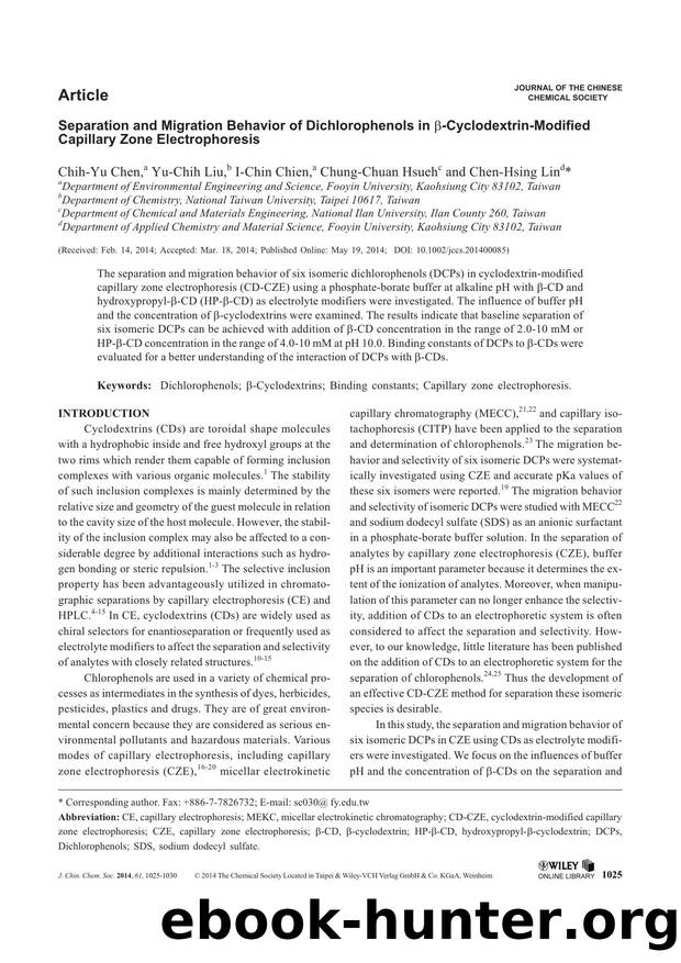 Separation and Migration Behavior of Dichlorophenols in CyclodextrinModified Capillary Zone Electrophoresis by Unknown