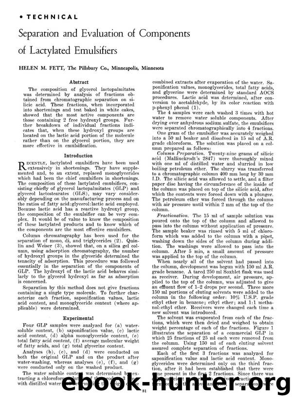 Separation and evaluation of components of lactylated emulsifiers by Unknown