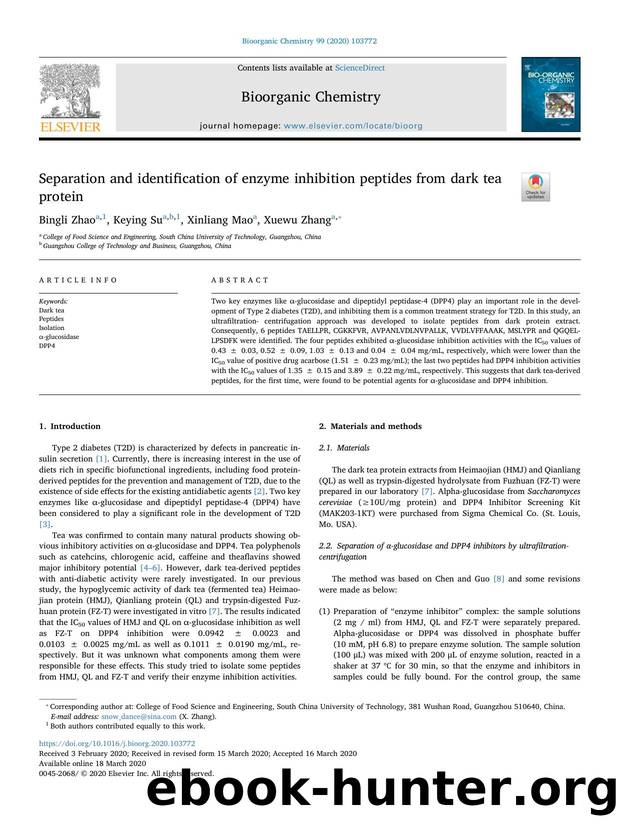 Separation and identification of enzyme inhibition peptides from dark tea protein by Bingli Zhao & Keying Su & Xinliang Mao & Xuewu Zhang