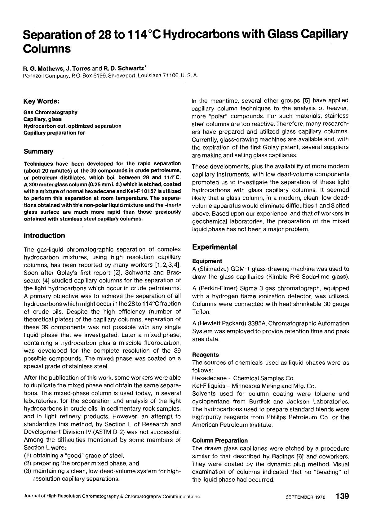 Separation of 28 to 114Â°C hydrocarbons with glass capillary columns by Unknown