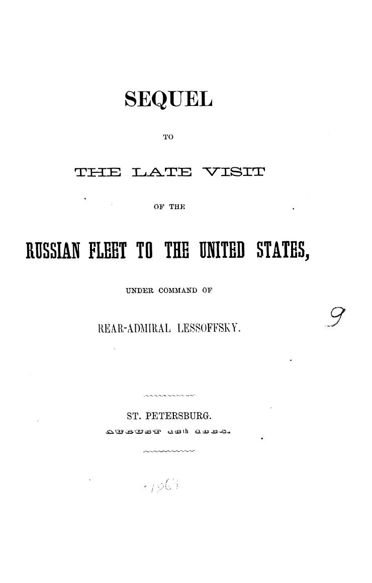 Sequel to the late visit of the russian fleet to the united states by 1864