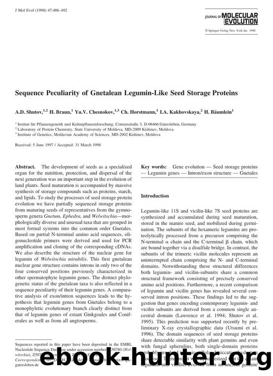 Sequence Peculiarity of Gnetalean Legumin-Like Seed Storage Proteins by Shutov A.D. et al