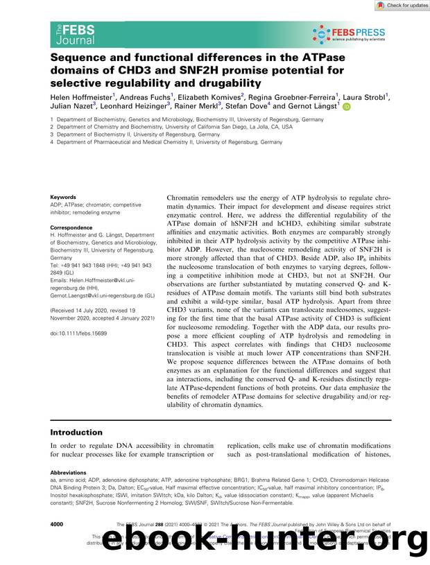 Sequence and functional differences in the ATPase domains of CHD3 and SNF2H promise potential for selective regulability and drugability by Unknown