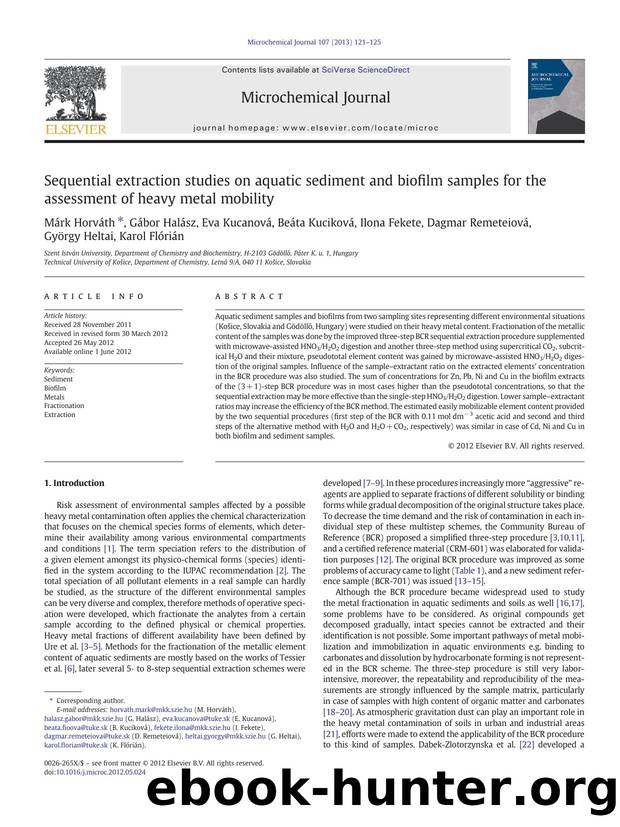 Sequential extraction studies on aquatic sediment and biofilm samples for the assessment of heavy metal mobility by unknow