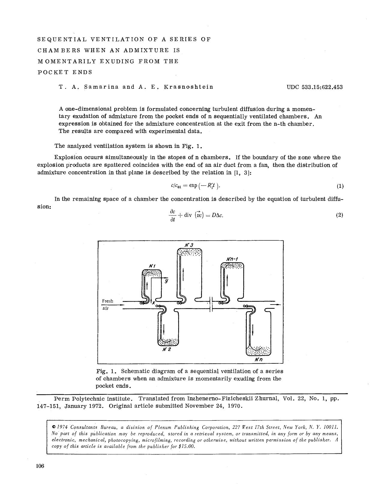 Sequential ventilation of a series of chambers when an admixture is momentarily exuding from the pocket ends by Unknown