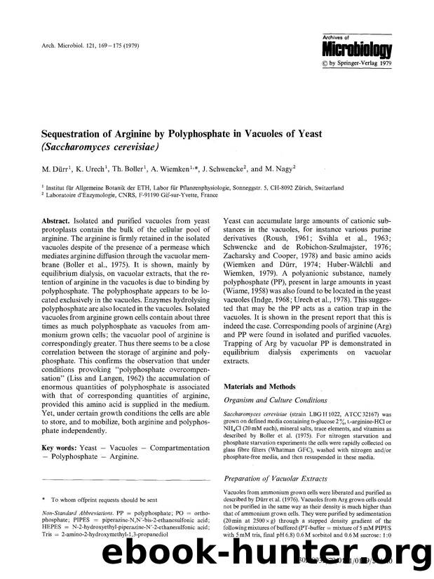 Sequestration of arginine by polyphosphate in vacuoles of yeast ( <Emphasis Type="Italic">Saccharomyces cerevisiae <Emphasis>) by Unknown