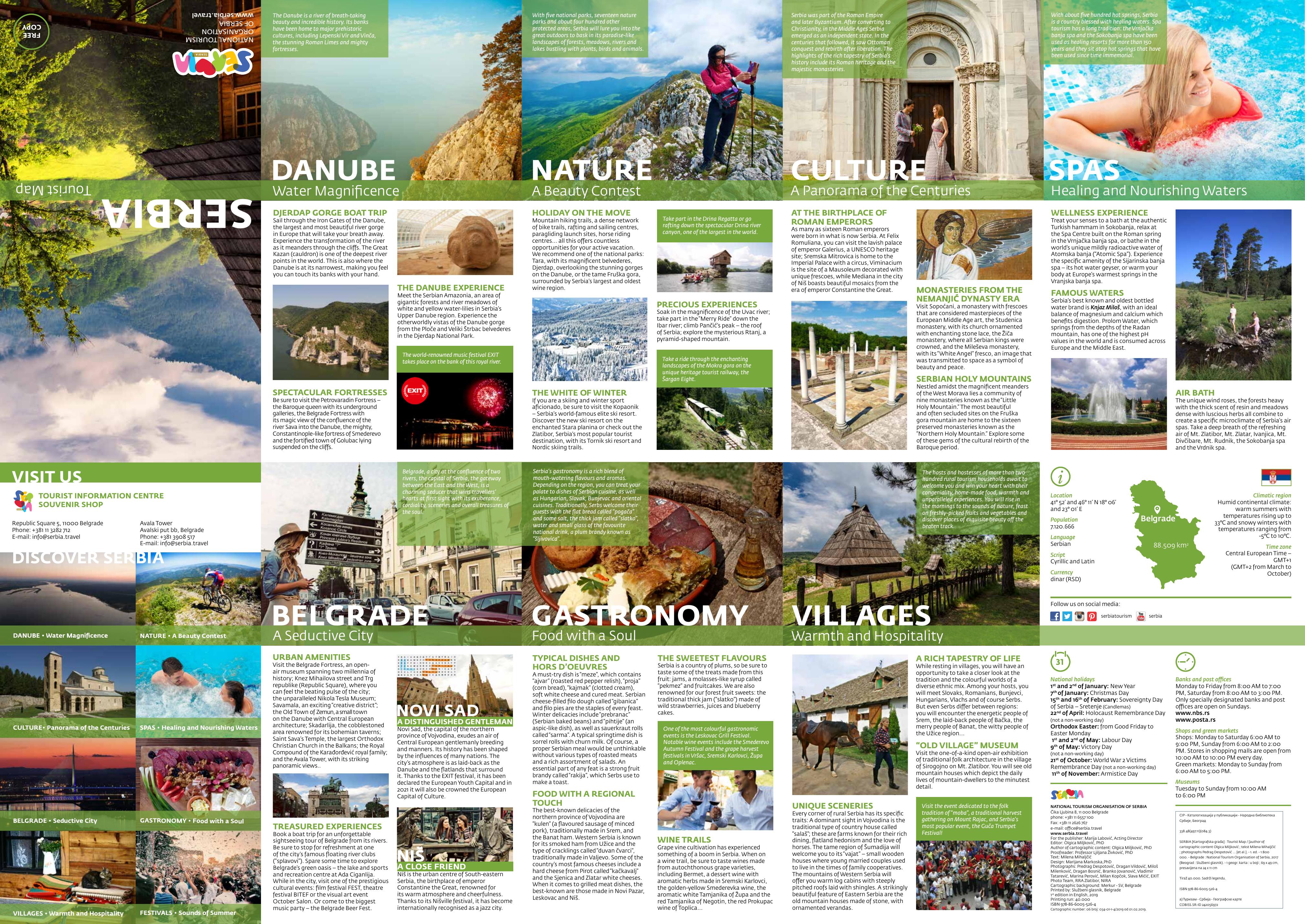 Serbia - Tourist Map by National Tourism Organisation of Serbia
