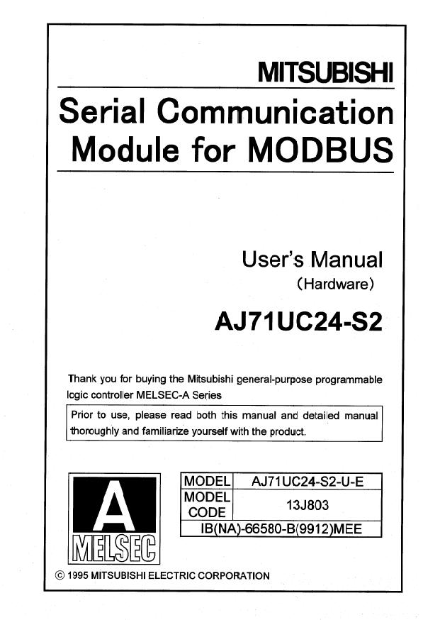 Serial Communication Module for MODBUS User's Manual (Hardware) by Unknown