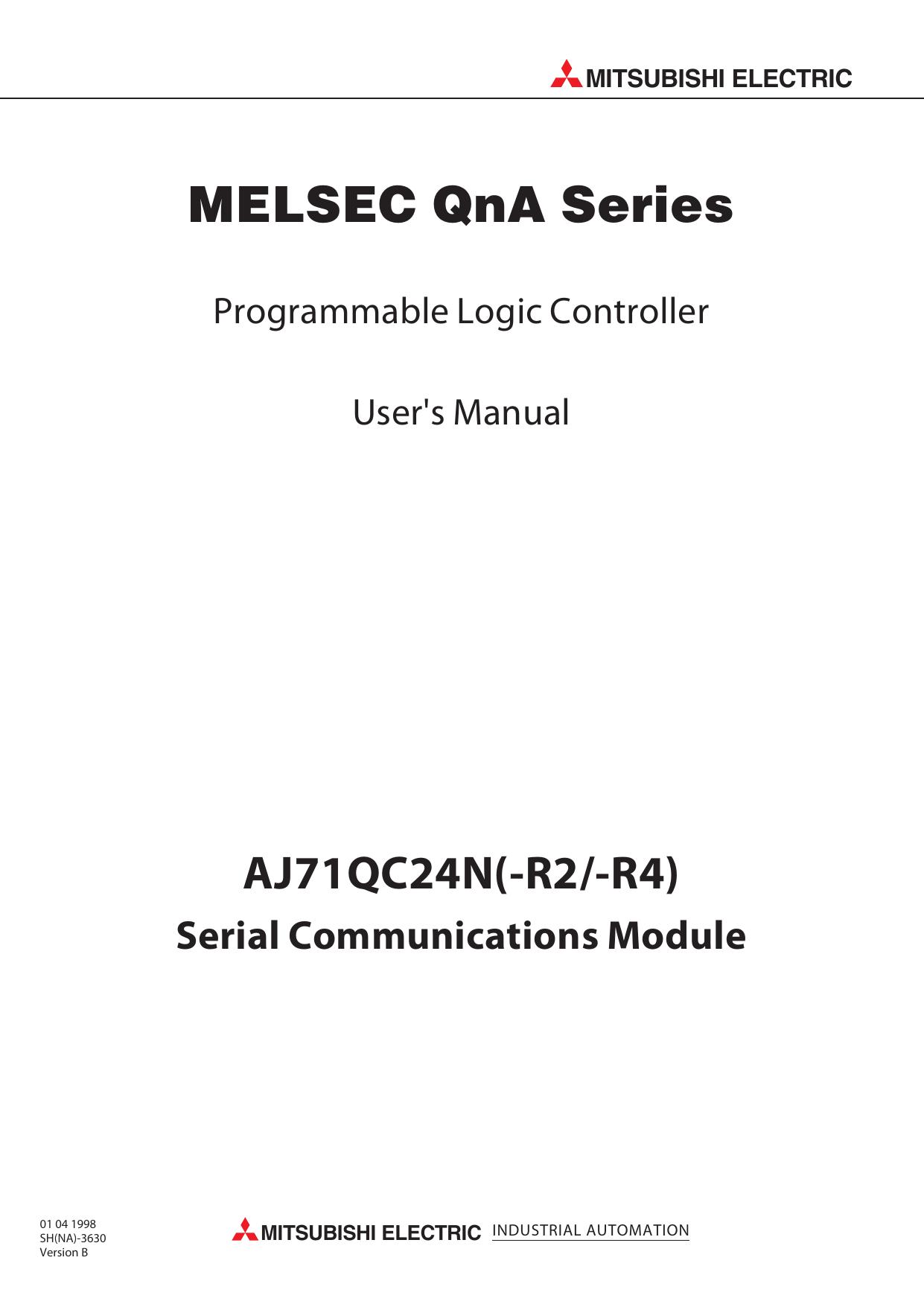 Serial Communications Module User's Manual Corresponding Additional Explanation for AJ71QC24N [-R2R4] [Modem Function Additional Version] by Unknown