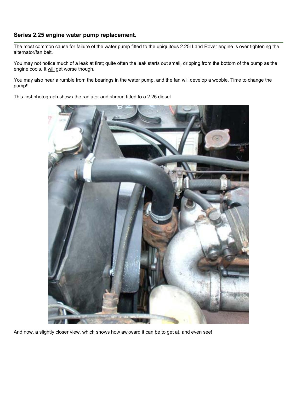 Series 2.25 engine water pump replacement by Legionlandrover