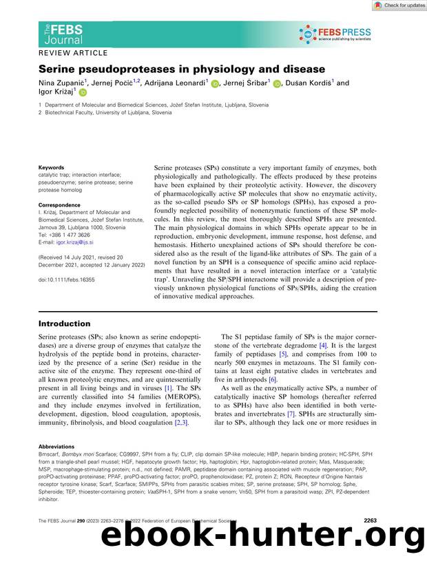 Serine pseudoproteases in physiology and disease by Unknown