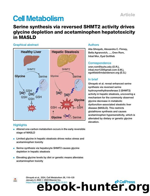 Serine synthesis via reversed SHMT2 activity drives glycine depletion and acetaminophen hepatotoxicity in MASLD by unknow