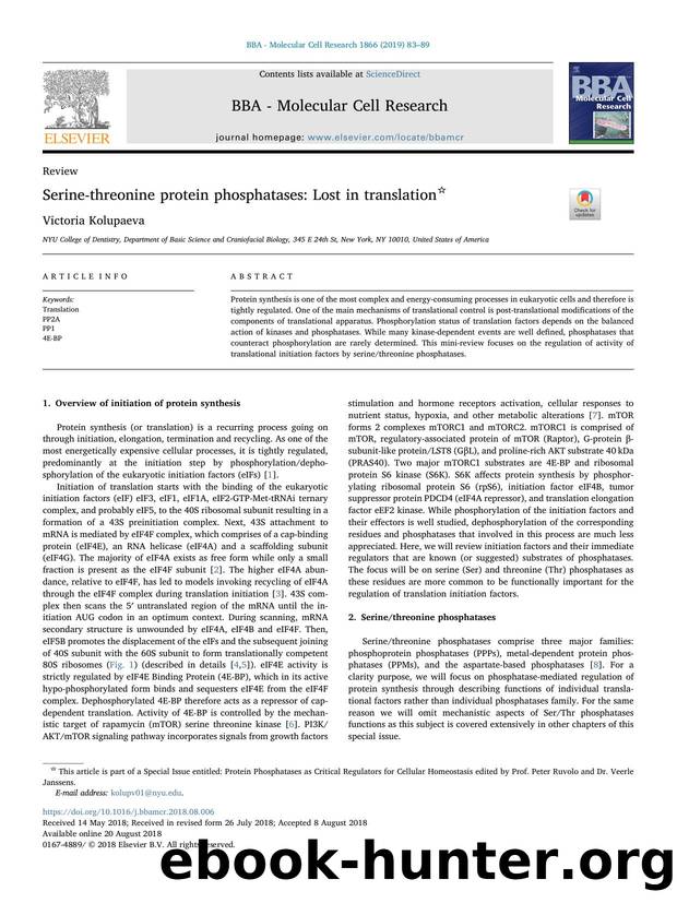 Serine-threonine protein phosphatases_ Lost in translation by Victoria Kolupaeva