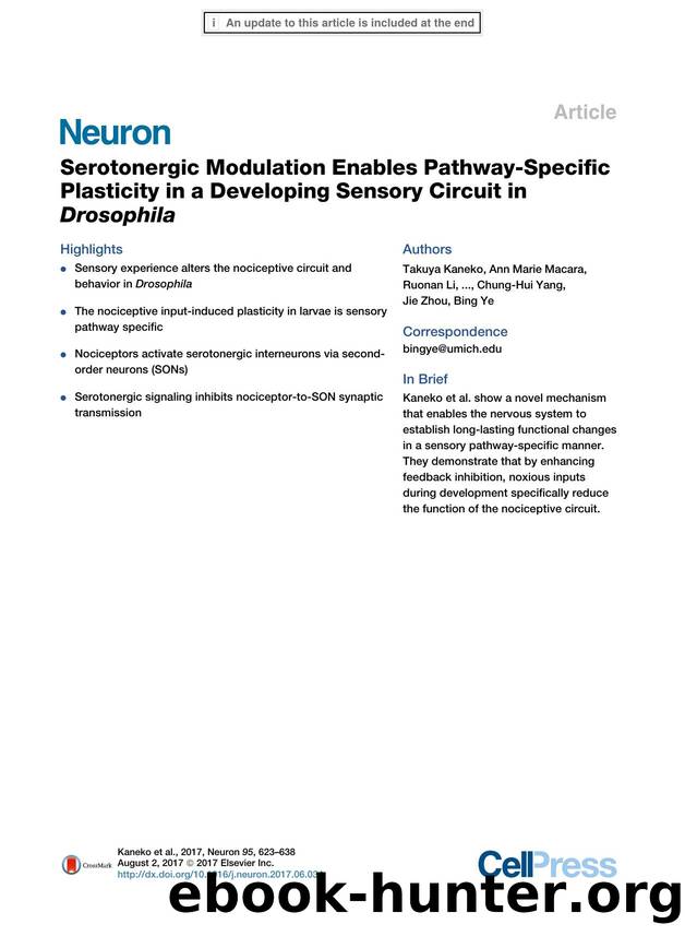 Serotonergic Modulation Enables Pathway-Specific Plasticity in a Developing Sensory Circuit in Drosophila by unknow