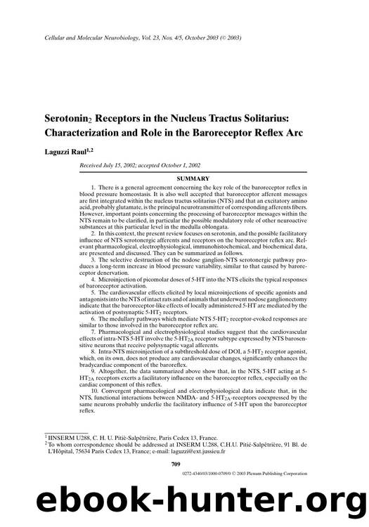 Serotonin<Subscript>2<Subscript> Receptors in the Nucleus Tractus Solitarius: Characterization and Role in the Baroreceptor Reflex Arc by Unknown