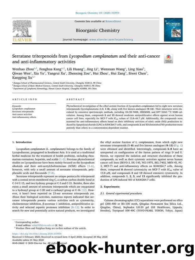 Serratane triterpenoids from Lycopodium complanatum and their anti-cancer and anti-inflammatory activities by unknow