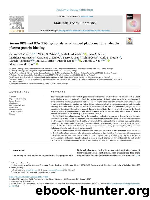 Serum-PEG and BSA-PEG hydrogels as advanced platforms for evaluating plasma protein binding by unknow