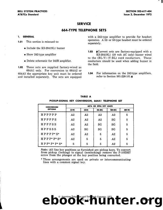 Service 664-Type Telephone Sets by AT&&T