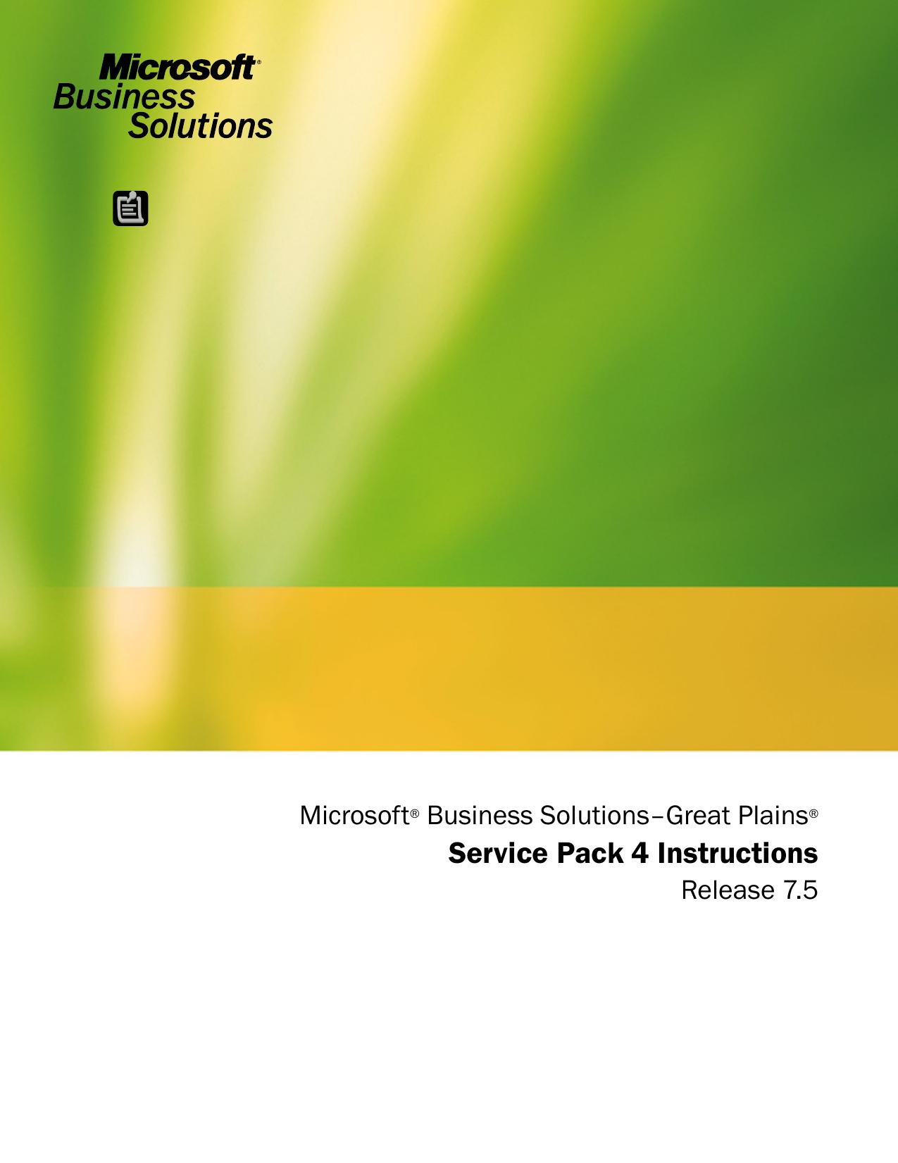 Service Pack 4 Instructions by Microsoft Business Solutions