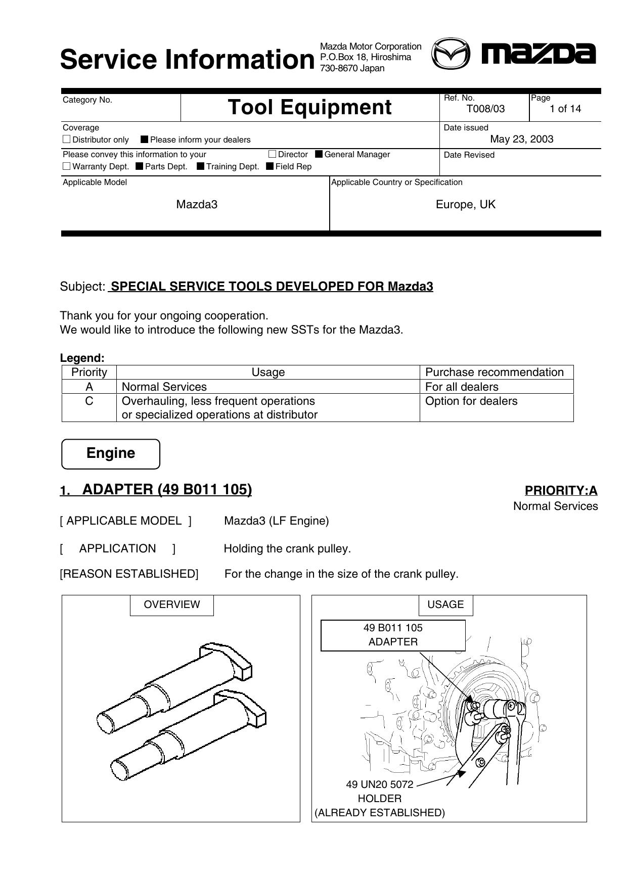 Service tools T00803 by Unknown