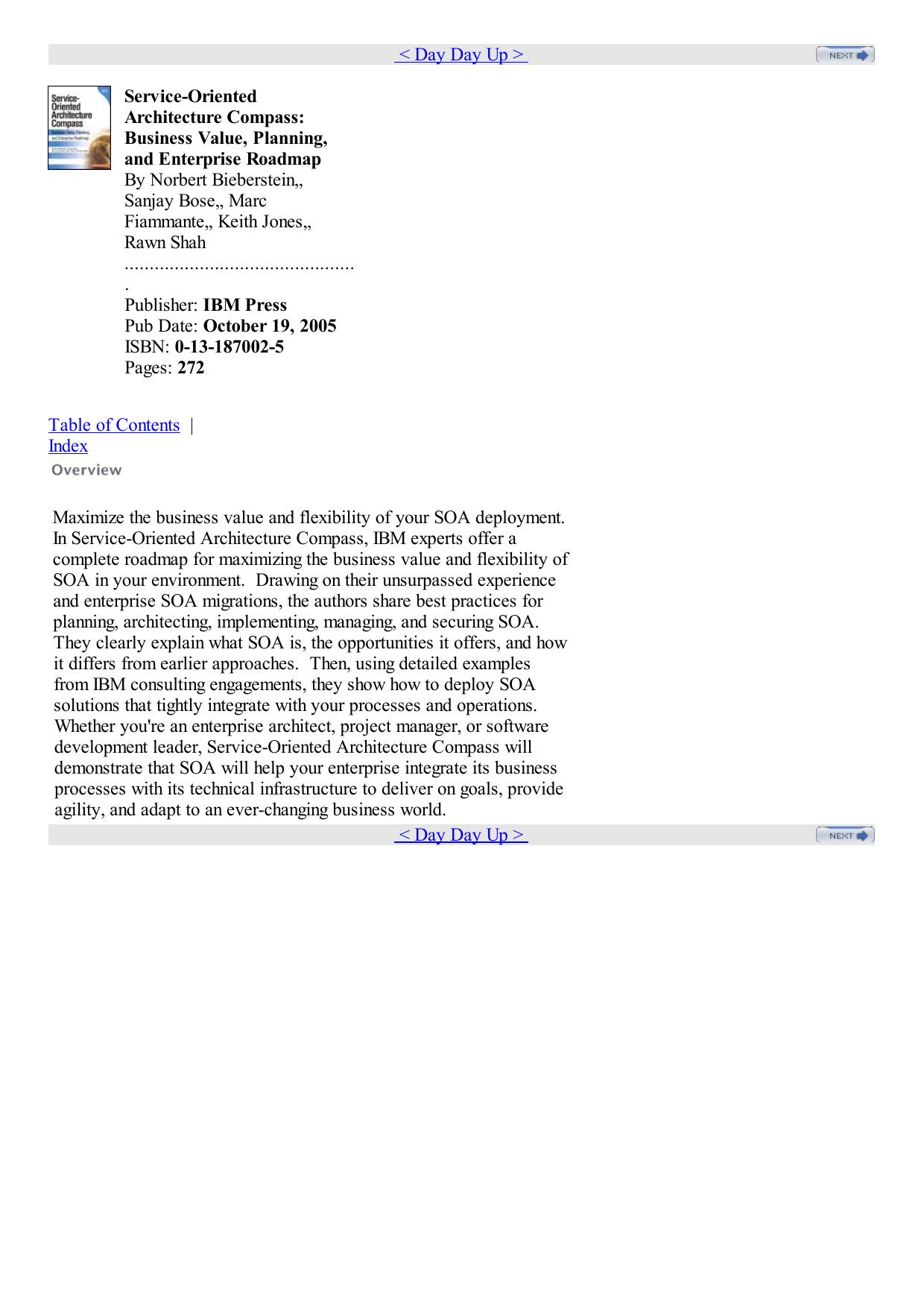 Service-Oriented Architecture Compass Business Value Planning and Enterprise Roadmap by Norbert Bieberstein Sanjay Bose Marc Fiammante Keith Jones Rawn Shah