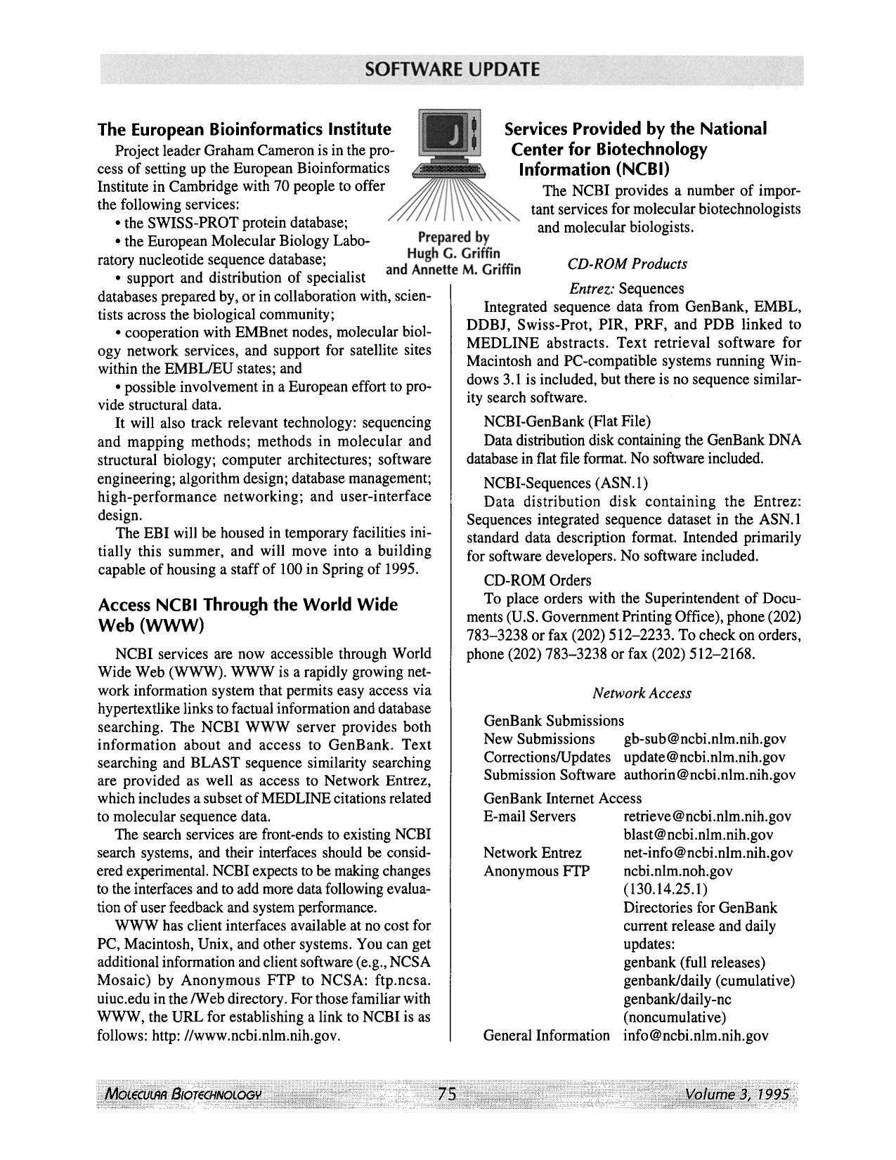 Services provided by the National Center for Biotechnology Information (NCBI) by Unknown