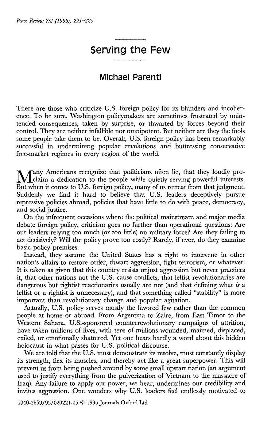 Serving the few by Unknown