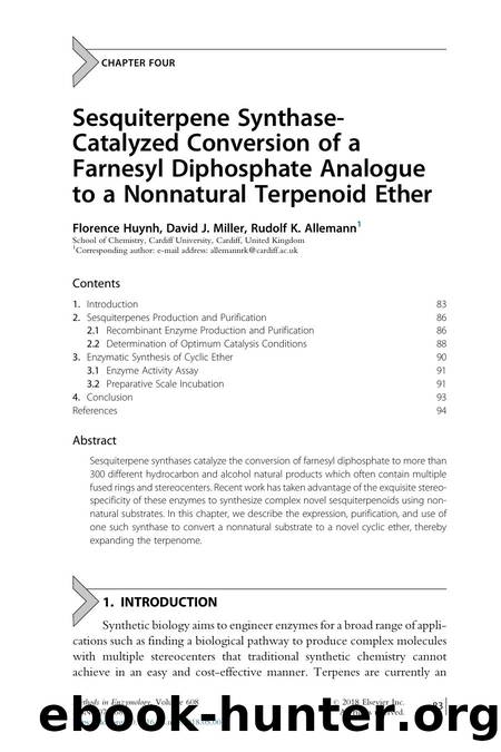Sesquiterpene Synthase-Catalyzed Conversion of a Farnesyl Diphosphate Analogue to a Nonnatural Terpenoid Ether by Florence Huynh & David J. Miller & Rudolf K. Allemann