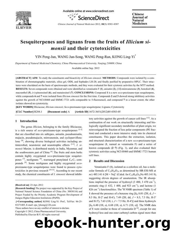 Sesquiterpenes and lignans from the fruits of Illicium simonsii and their cytotoxicities by Peng-Jun YIN & Jun-Song WANG & Peng-Ran WANG & Ling-Yi KONG