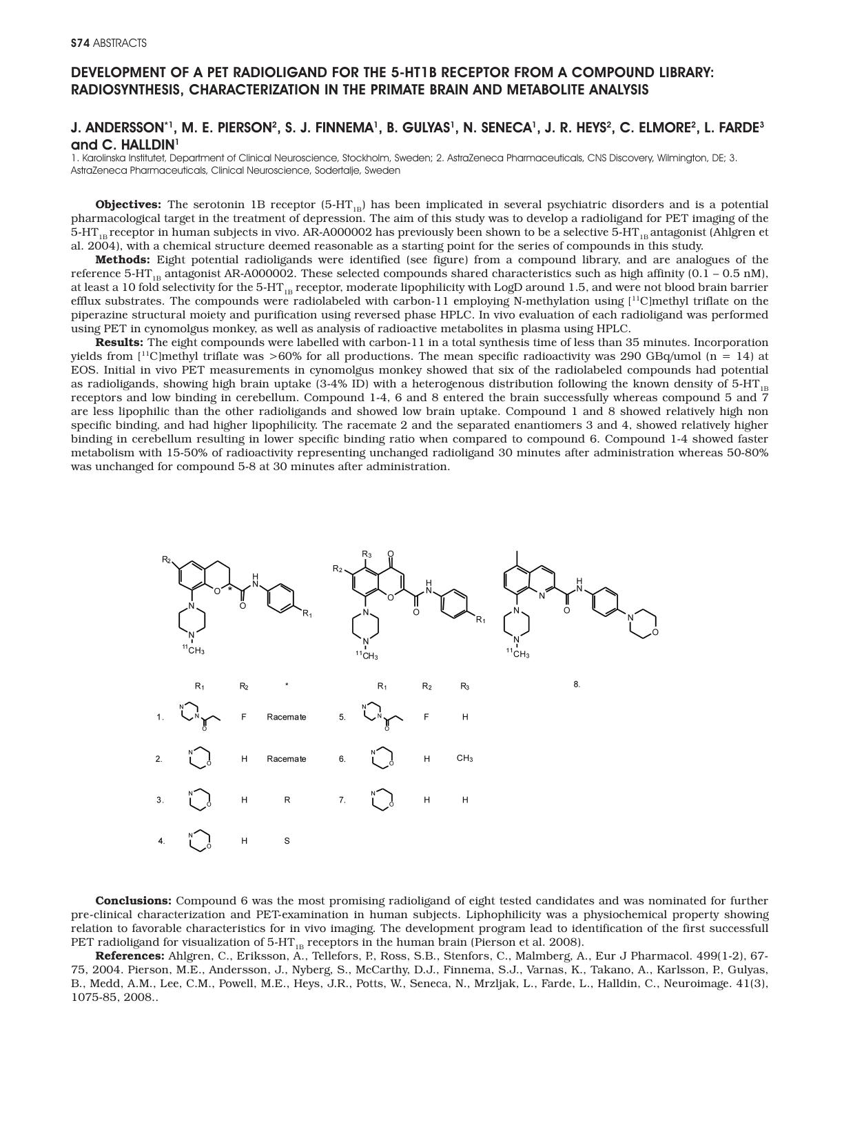 Session 12: Tracers for monoaminergic receptors by Unknown