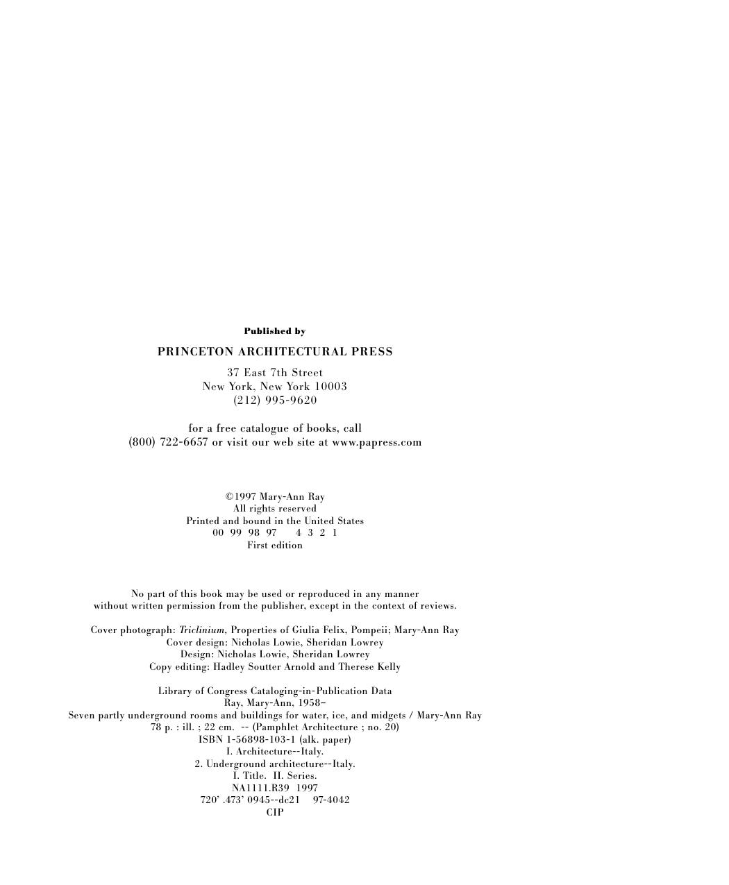 Seven Partly Underground Rooms and Buildings for Water, Ice, and Midgets by Mary-Ann Ray