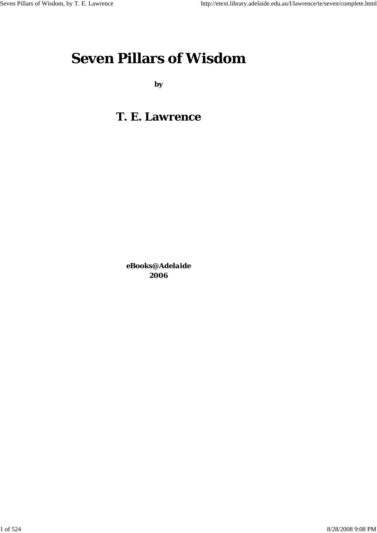 Seven Pillars of Wisdom (Penguin Modern Classics) by T.E. Lawrence