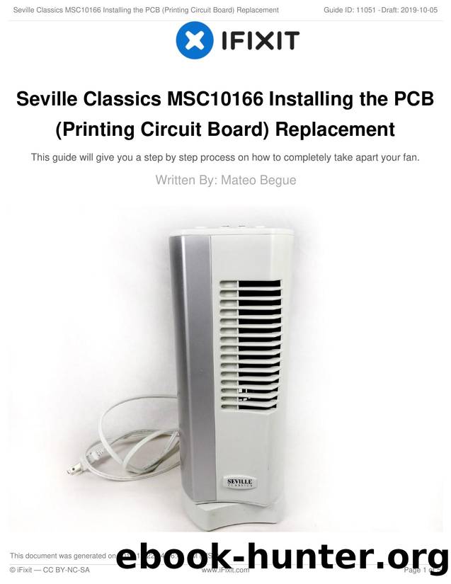Seville Classics MSC10166 Installing the PCB (Printing Circuit Board) Replacement by Unknown