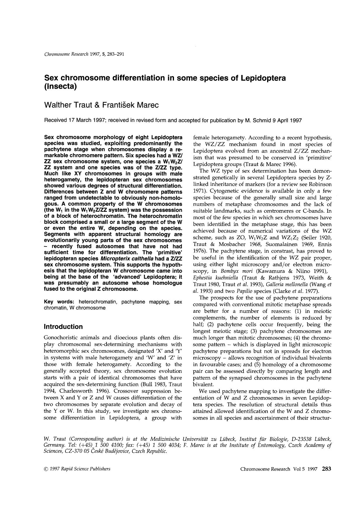 Sex Chromosome Differentiation in Some Species of Lepidoptera (Insecta) by Unknown