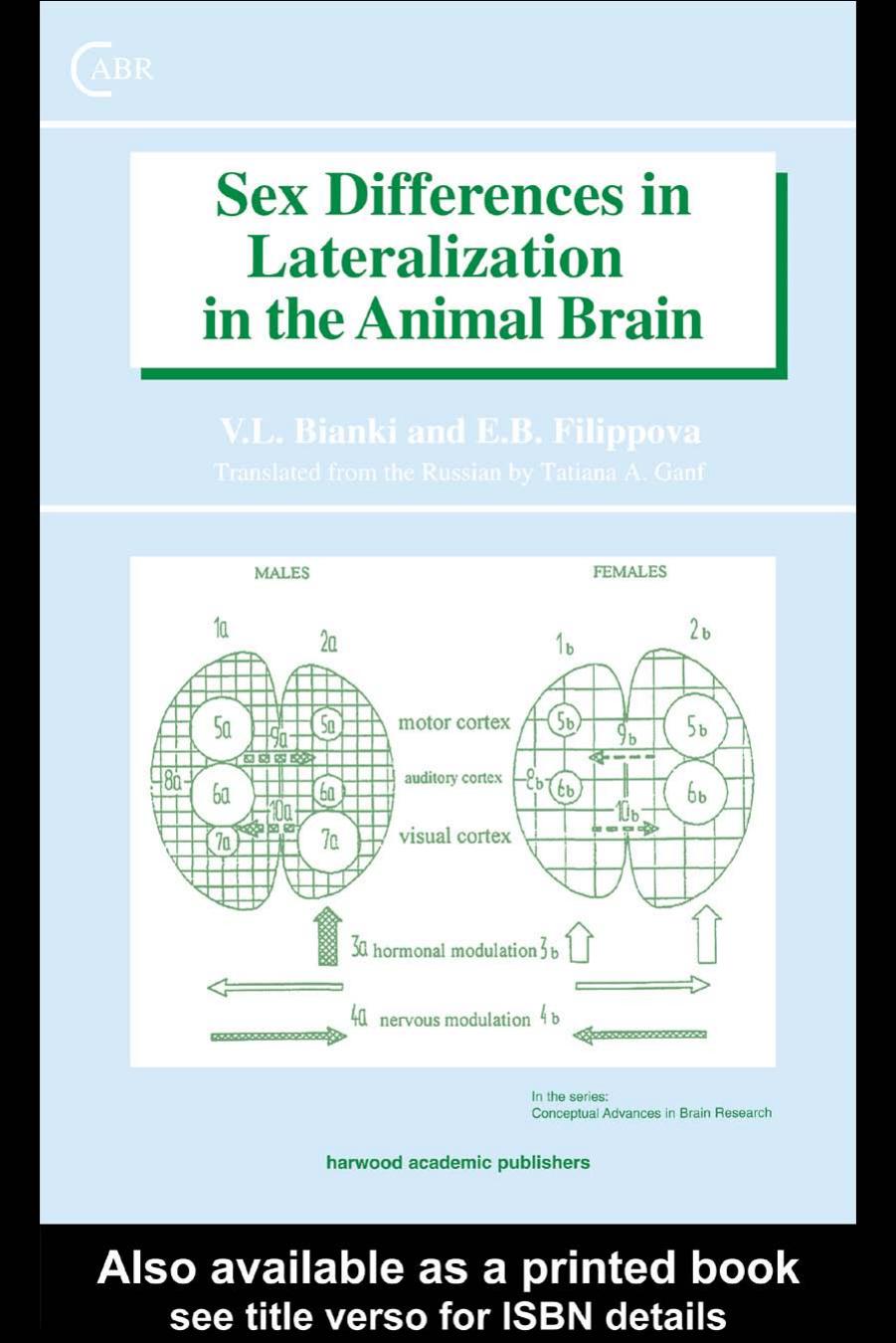 Sex Differences in Lateralization in the Animal Brain by V L Bianki E. B. Filippova