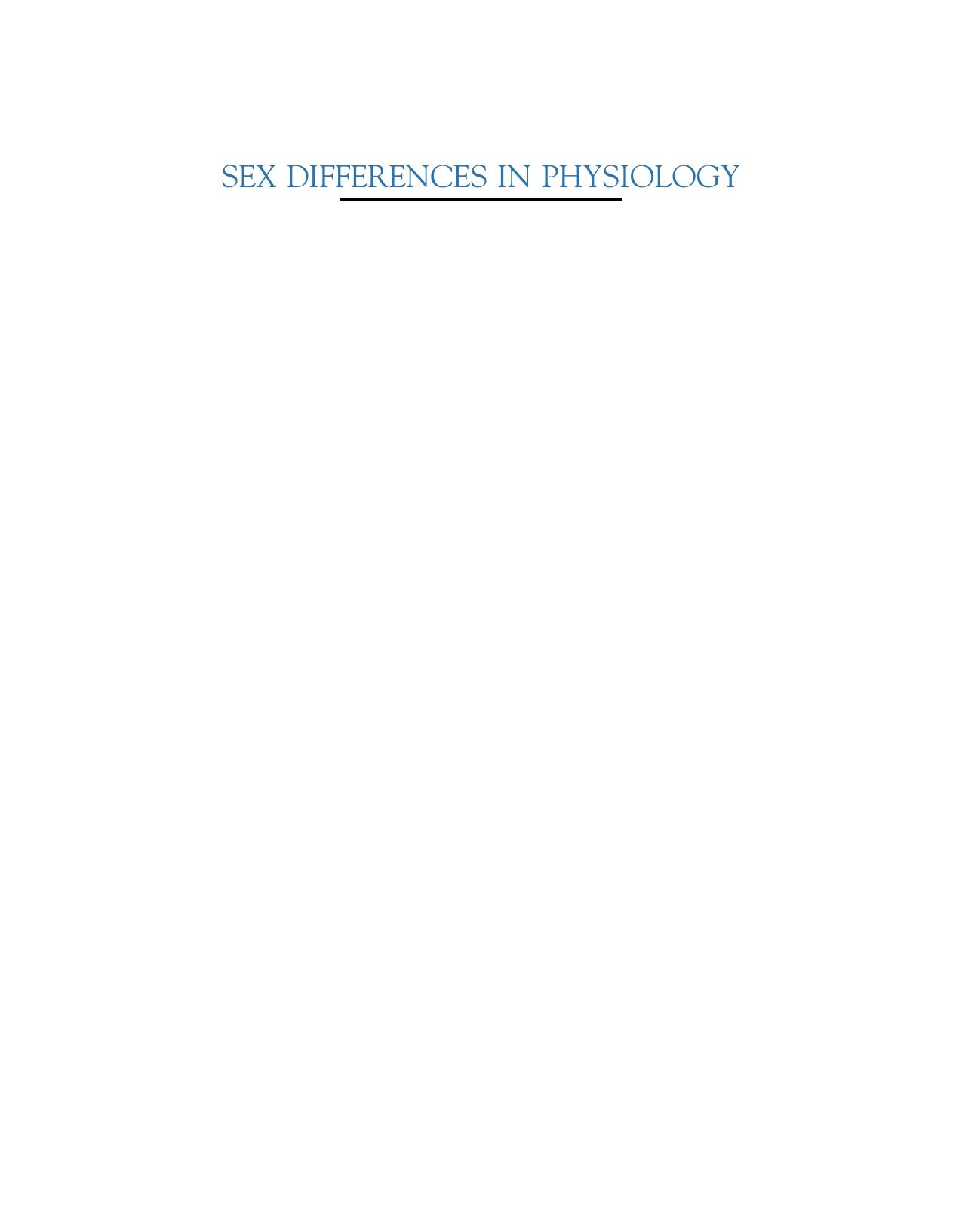 Sex Differences in Physiology by Gretchen Neigh Megan Mitzelfelt