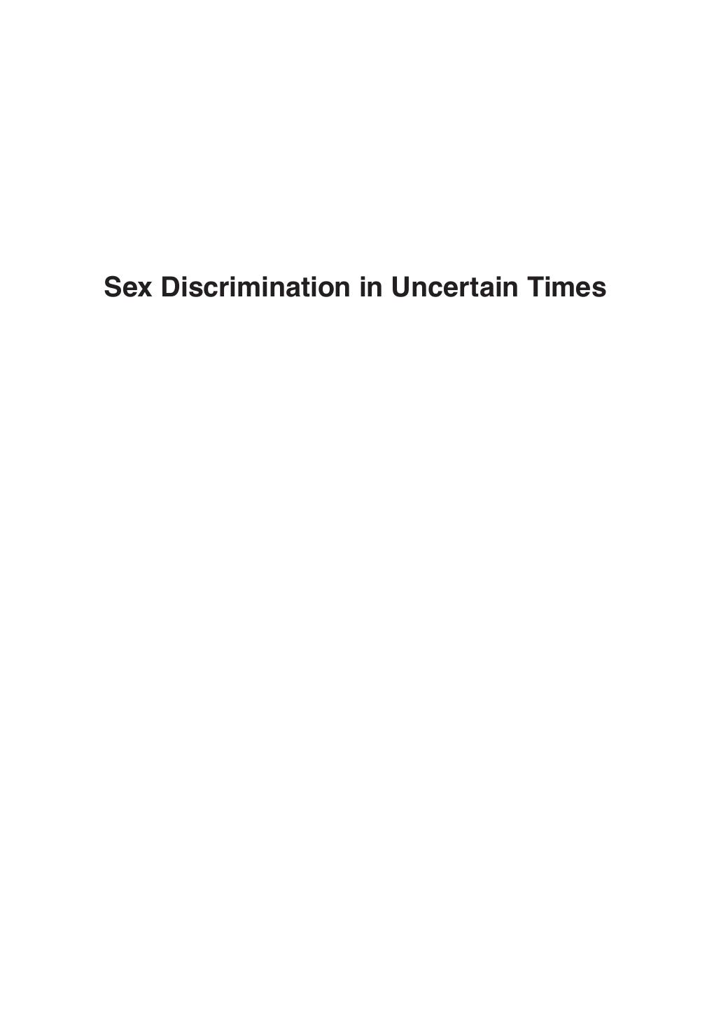 Sex Discrimination in Uncertain Times by Margaret Thornton