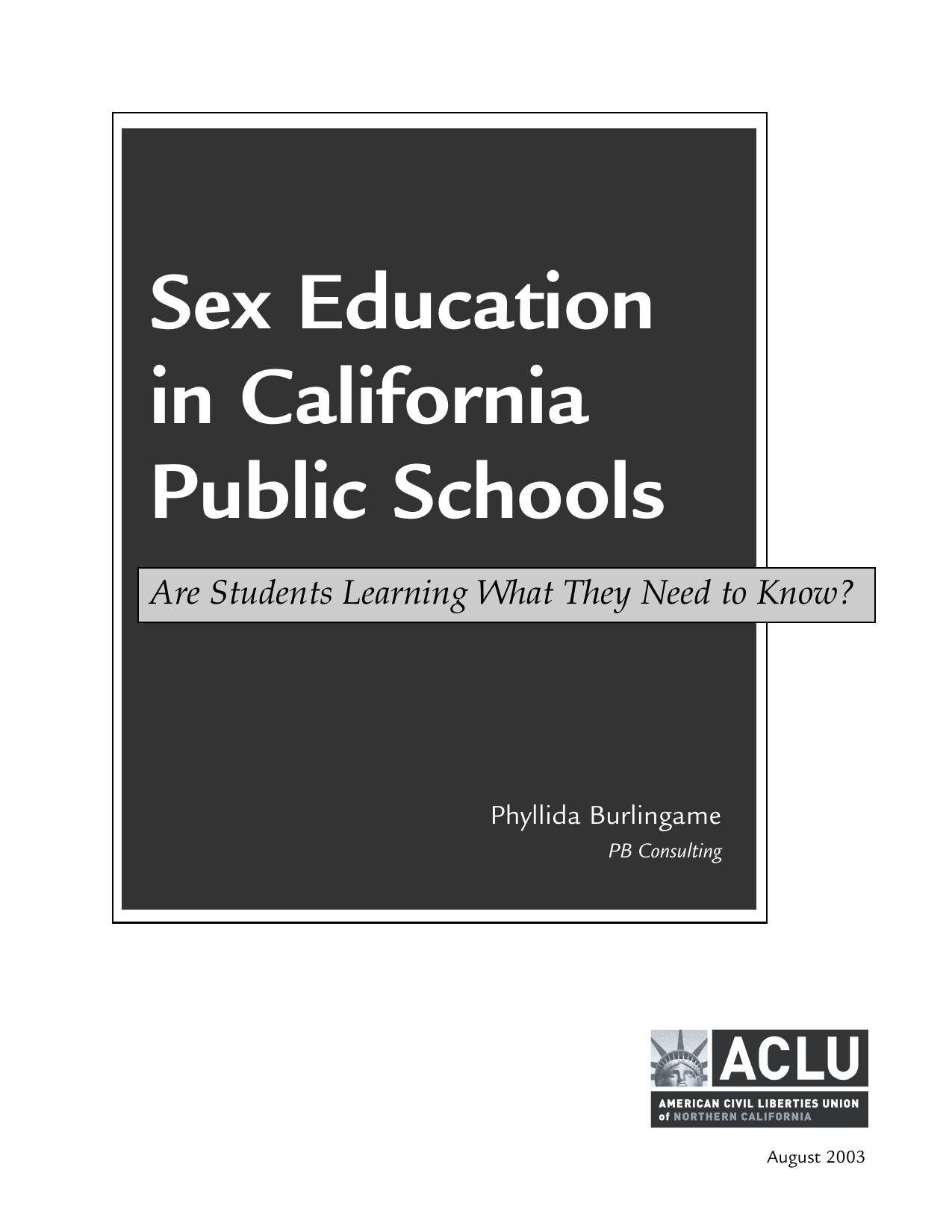 Sex Education in California Public Schools Are Students Learning What They Need to Know by Phyllida Burlingame