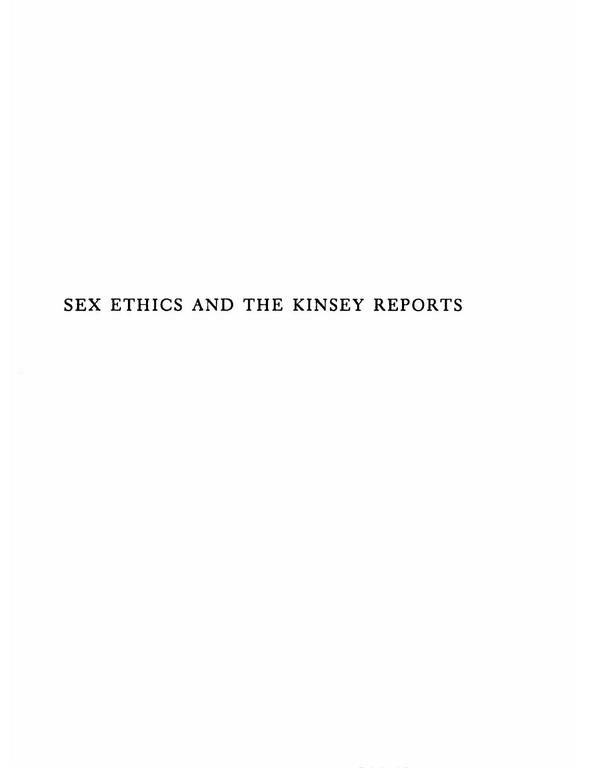 Sex Ethics and the Kinsey Reports by Seward Hiltner