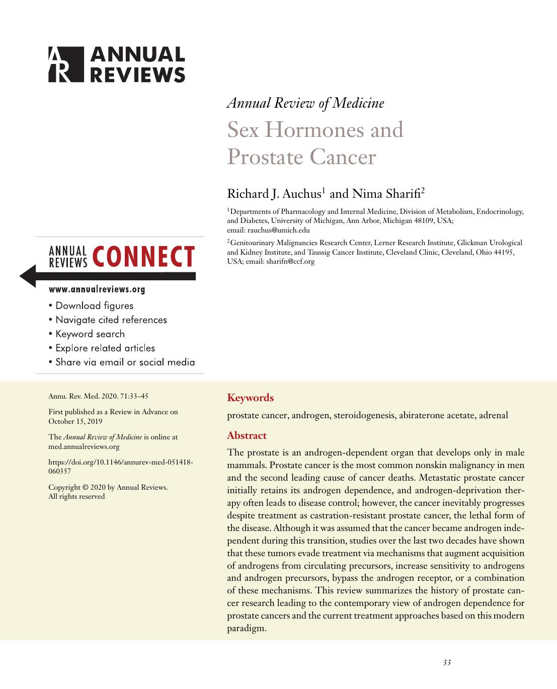 Sex Hormones and Prostate Cancer by Richard J. Auchus and Nima Sharifi