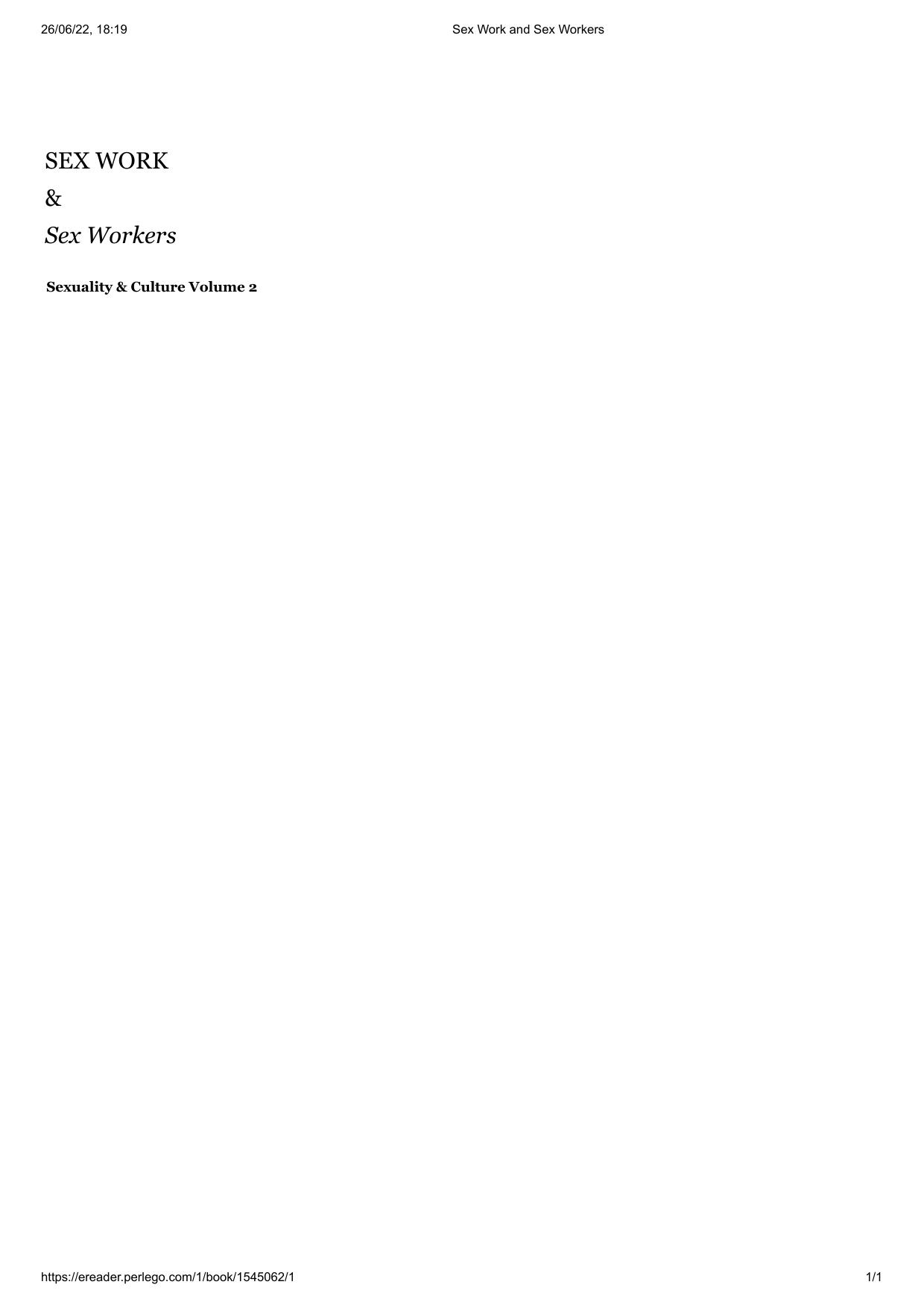 Sex Work and Sex Workers by Roberto Refinetti (editor)