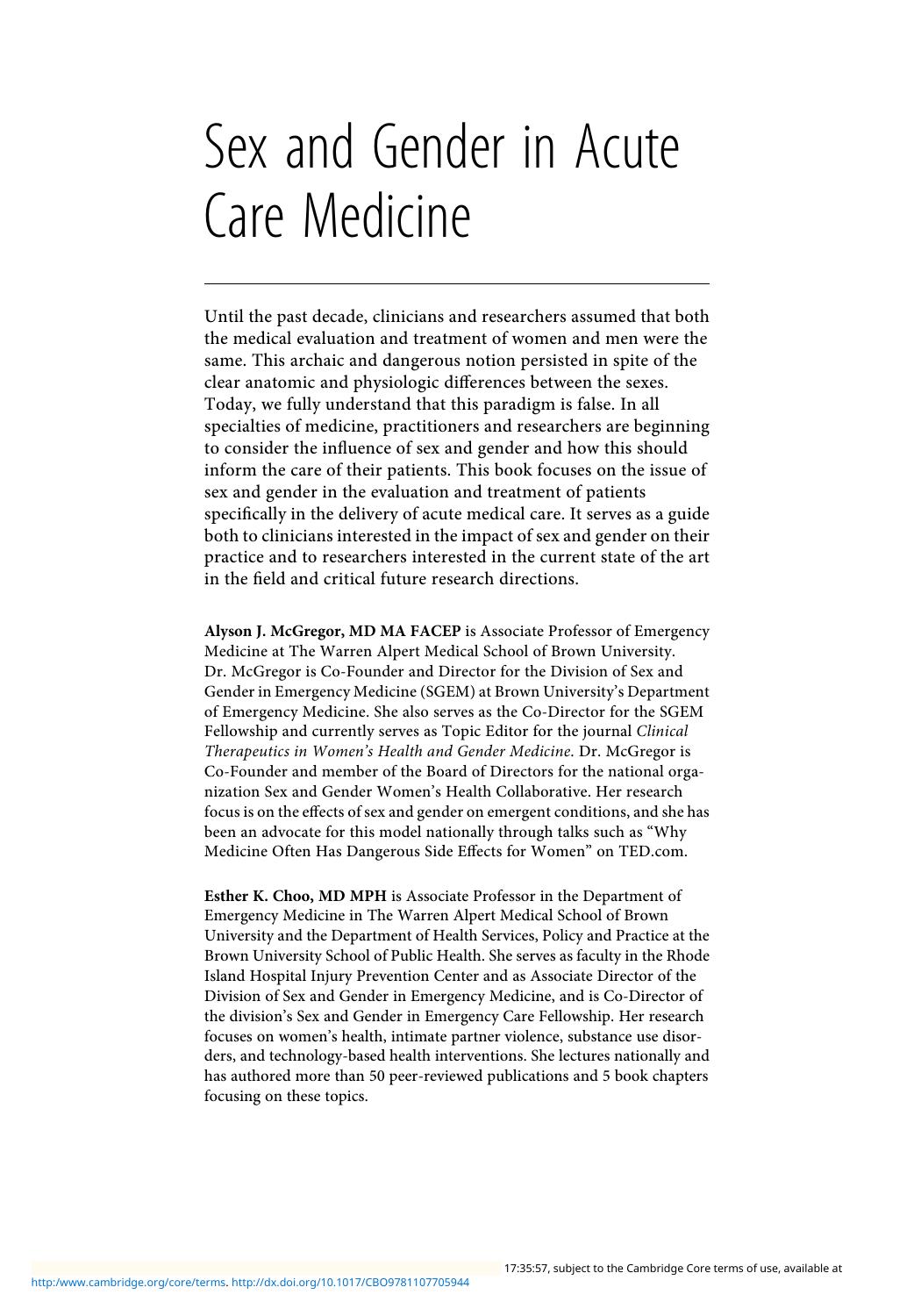 Sex and Gender in Acute Care Medicine (repost) by Unknow